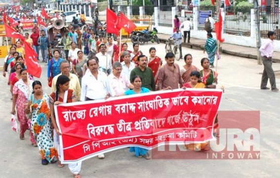CPI-M organizes protest rally over cut off in the allowance under the MGNREGA